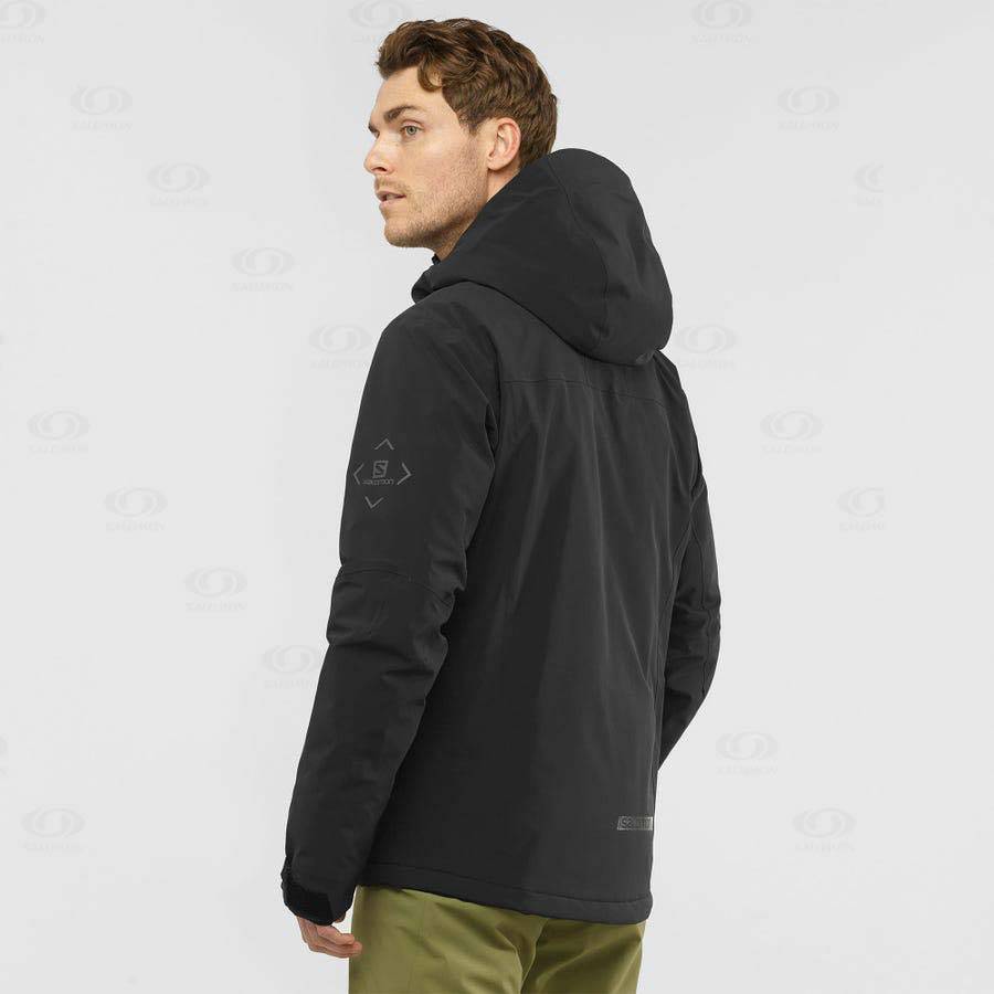 Black Men's Salomon HIGHLAND Insulated Jackets | USA-N1120