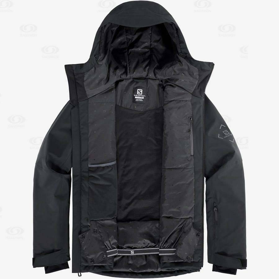 Black Men's Salomon HIGHLAND Ski Jackets | USA-A1969