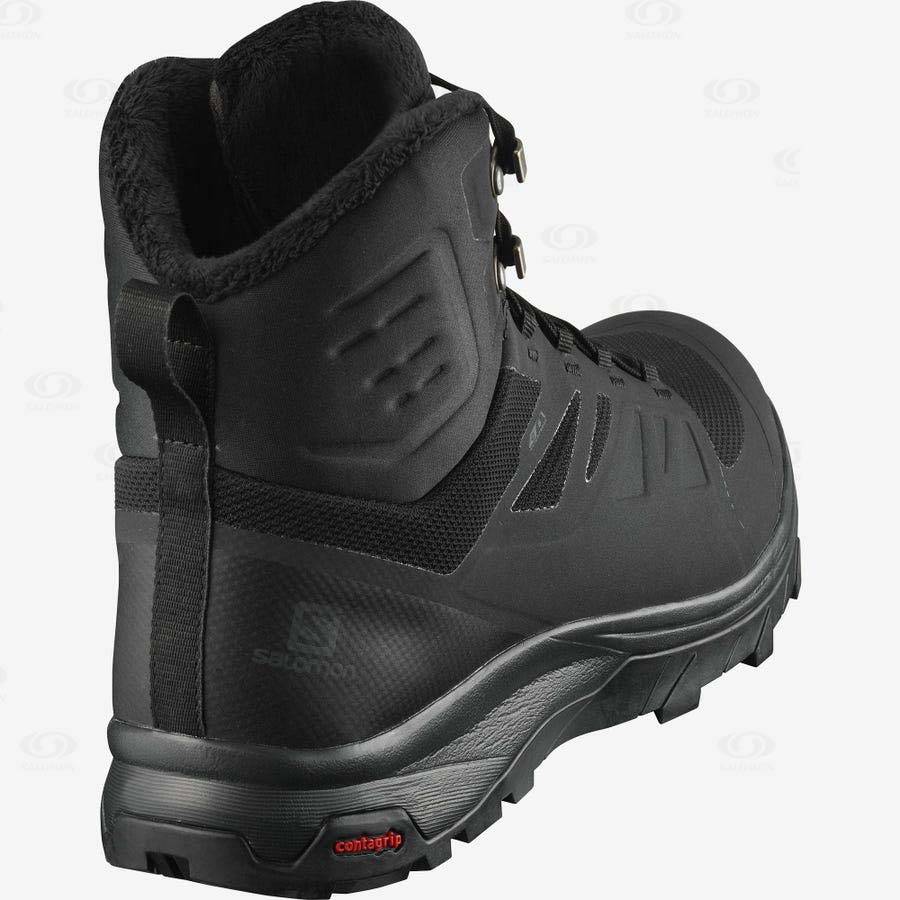 Black Men's Salomon OUTBLAST THINSULATE™ CLIMASALOMON™ WATERPROOF Winter Boots | USA-M1216