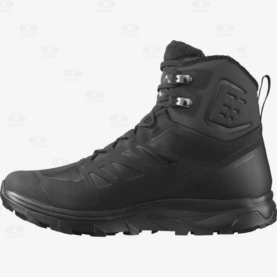 Black Men's Salomon OUTBLAST THINSULATE™ CLIMASALOMON™ WATERPROOF Winter Boots | USA-M1216