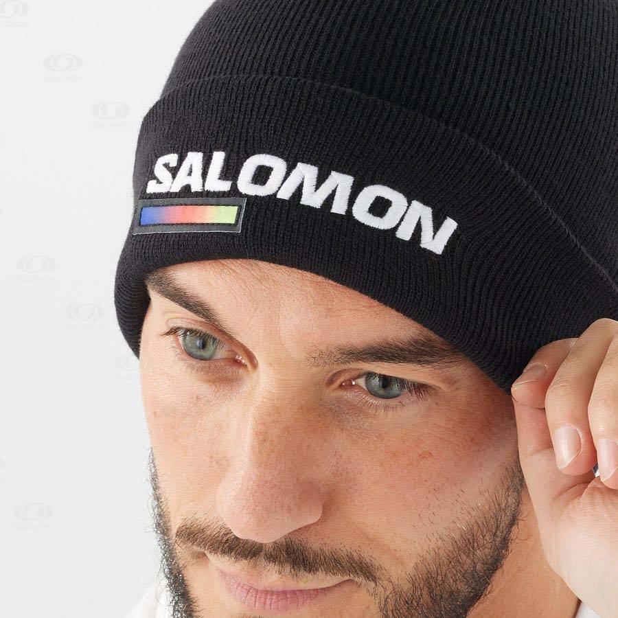 Black Men's Salomon OUTLIFE LOGO Hats | USA-L1193