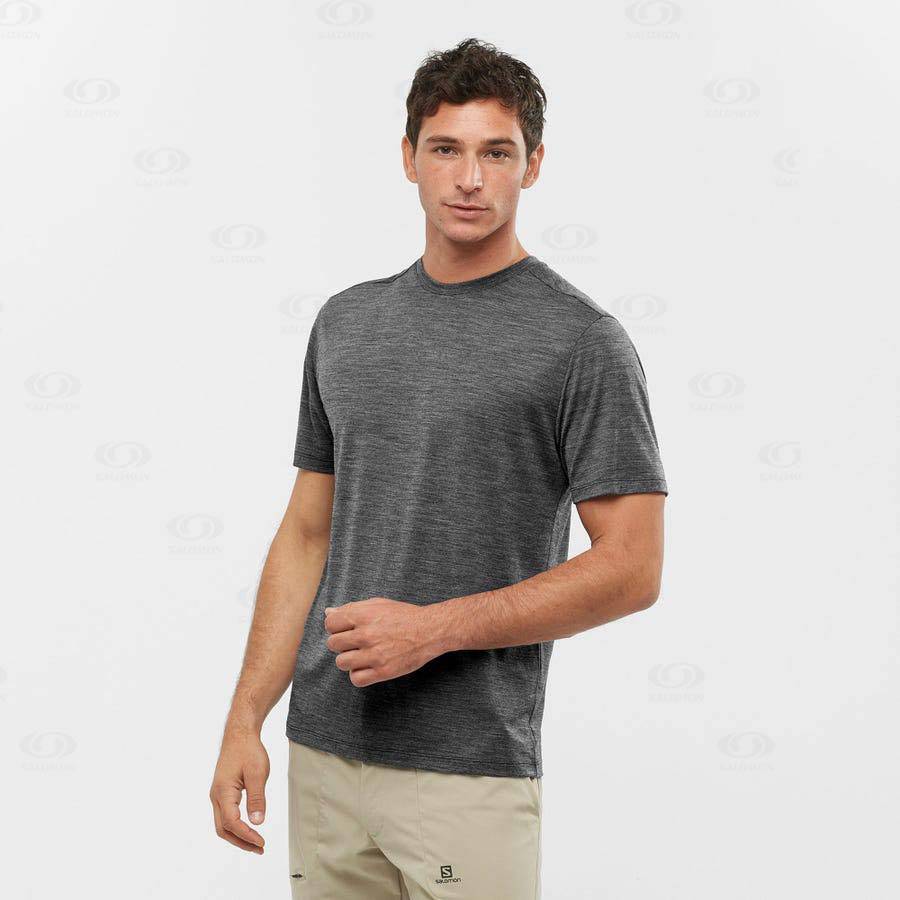 Black Men's Salomon OUTLIFE MERINO BLEND T Shirts | USA-N1533