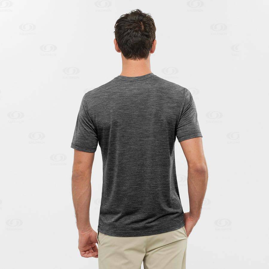 Black Men's Salomon OUTLIFE MERINO BLEND T Shirts | USA-N1533