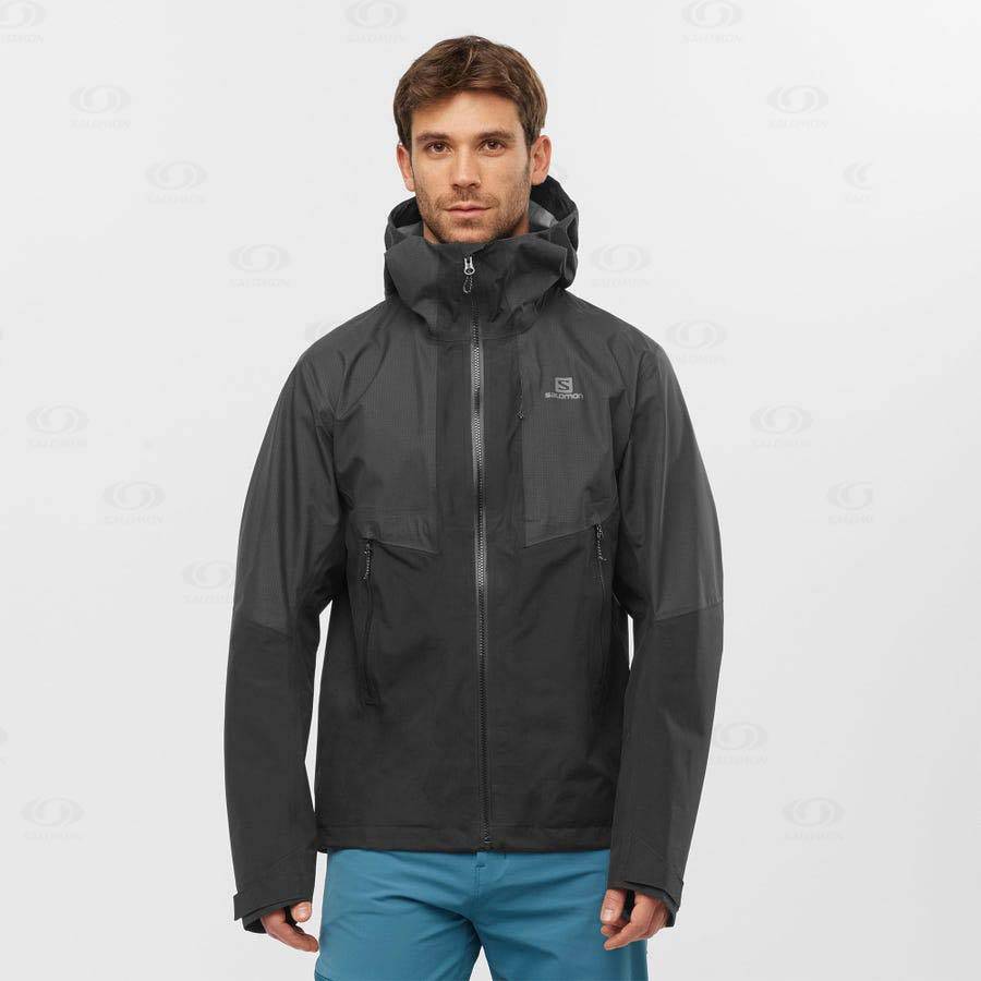 Black Men's Salomon OUTLINE GORE-TEX HYBRID Waterproof Jackets | USA-S1002