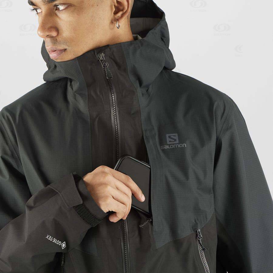 Black Men's Salomon OUTLINE GORE-TEX HYBRID Waterproof Jackets | USA-S1002