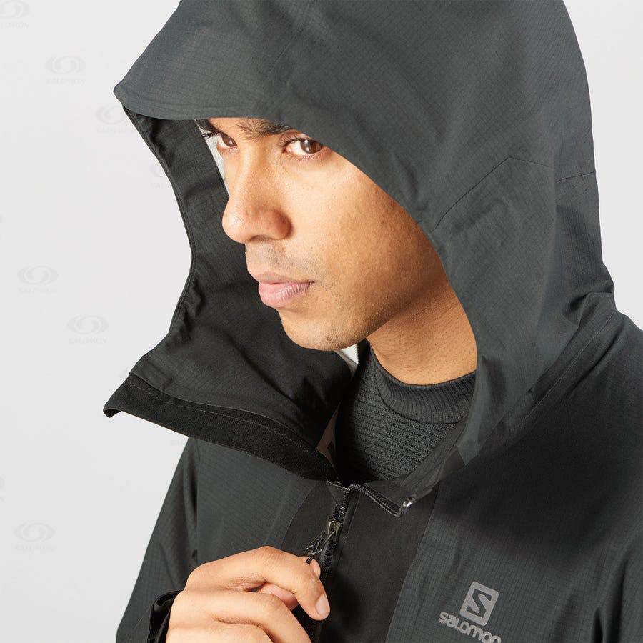 Black Men's Salomon OUTLINE GORE-TEX HYBRID Waterproof Jackets | USA-S1002