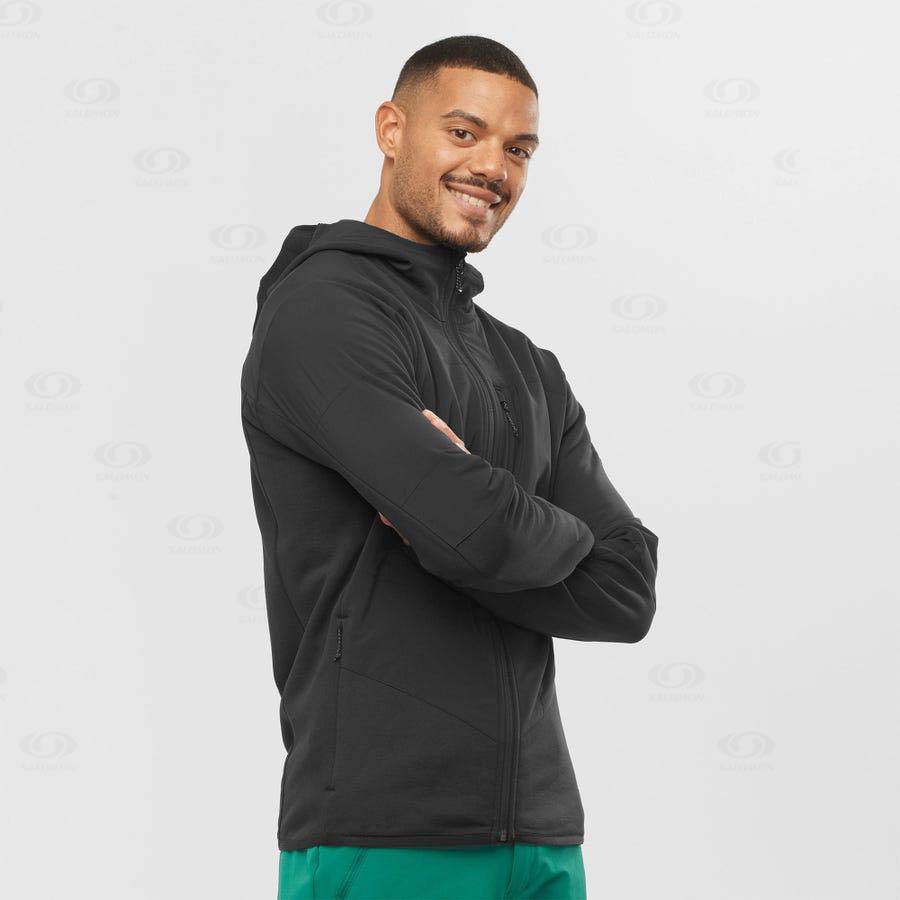 Black Men's Salomon OUTLINE WARM HYBRID Hoodie | USA-N2310