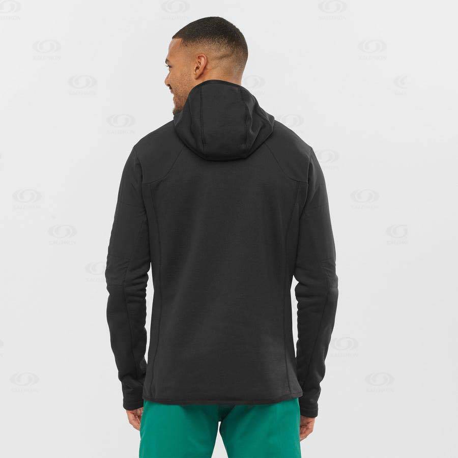 Black Men's Salomon OUTLINE WARM HYBRID Hoodie | USA-N2310