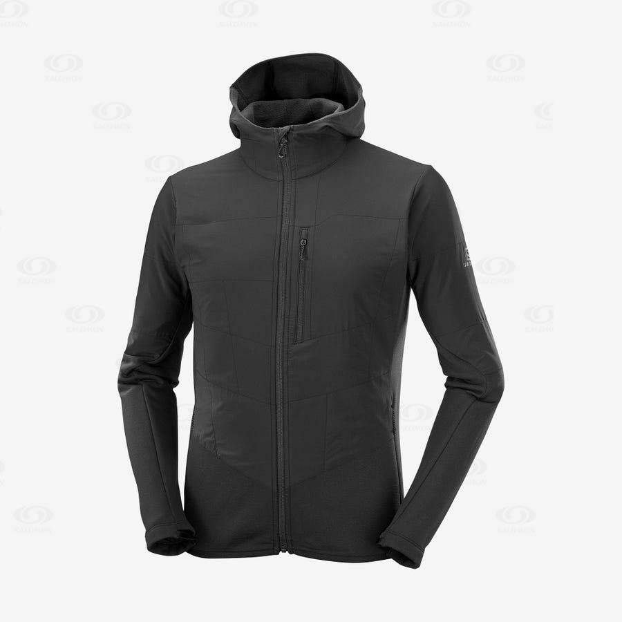 Black Men\'s Salomon OUTLINE WARM HYBRID Hoodie | USA-N2310