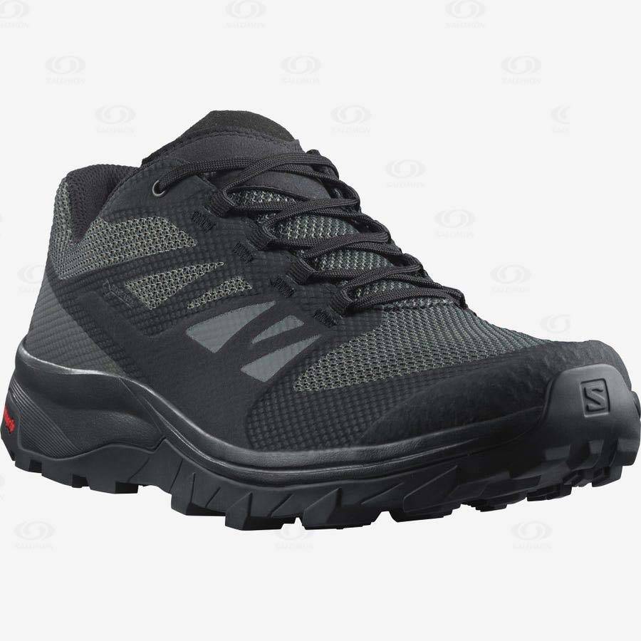 Black Men's Salomon OUTLINE WIDE GORE-TEX Waterproof Shoes | USA-L1053