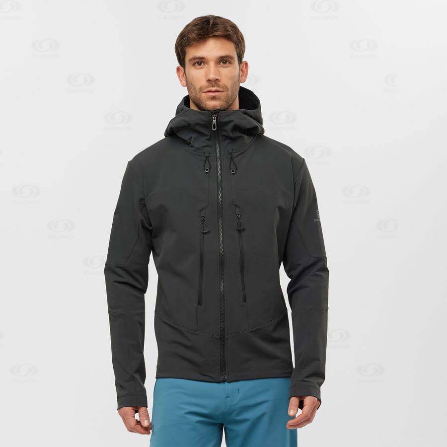 Black Men's Salomon OUTPEAK SOFTSHELL Softshell Jackets | USA-S1807