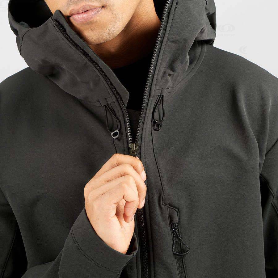 Black Men's Salomon OUTPEAK SOFTSHELL Softshell Jackets | USA-S1807