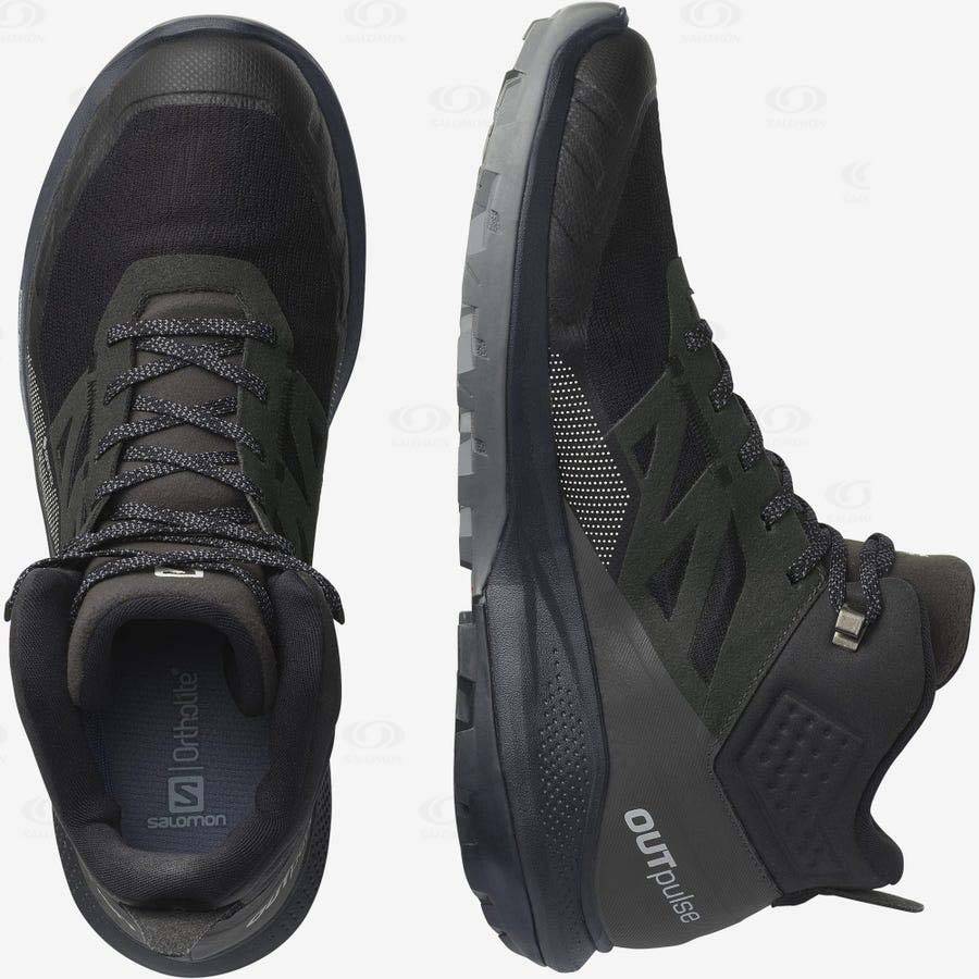 Black Men's Salomon OUTPULSE MID GORE-TEX Hiking Boots | USA-M2112