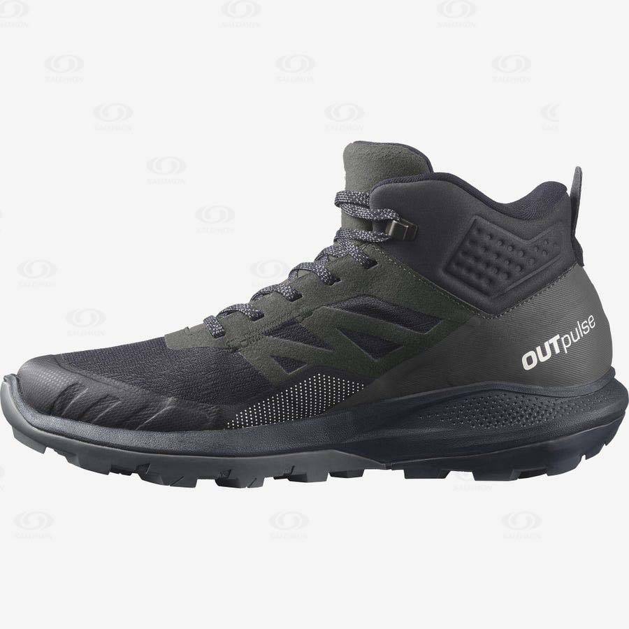 Black Men's Salomon OUTPULSE MID GORE-TEX Hiking Boots | USA-M2112