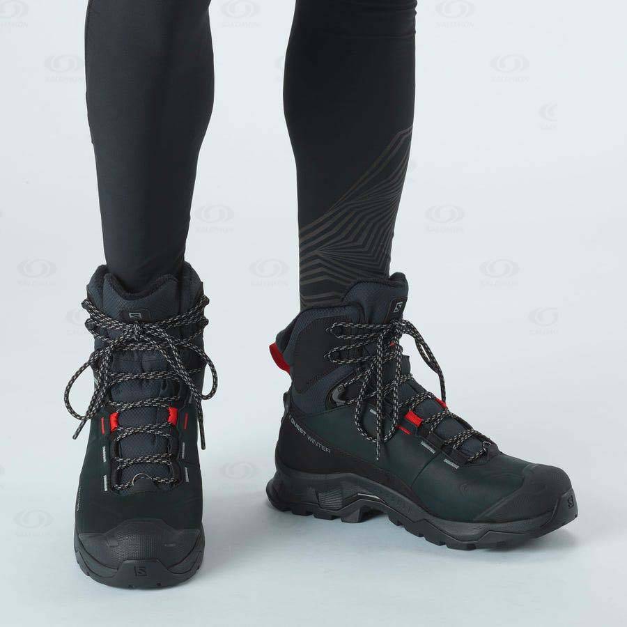 Black Men's Salomon QUEST WINTER THINSULATE™ CLIMASALOMON™ WATERPROOF Winter Boots | USA-O2545