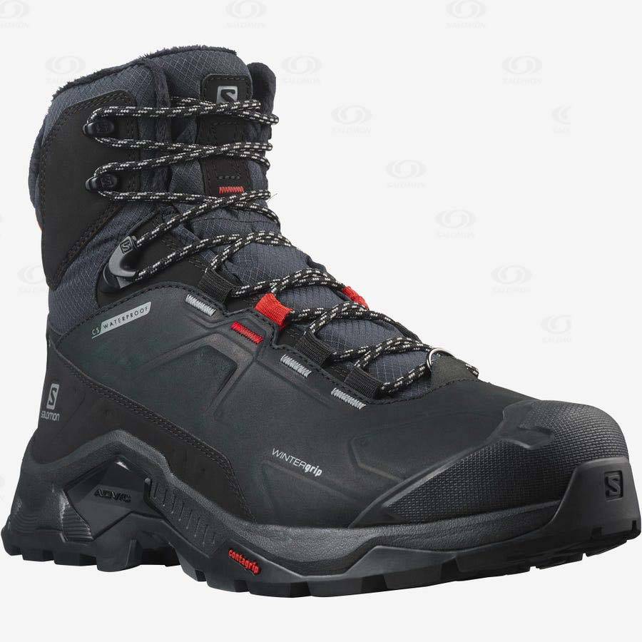 Black Men's Salomon QUEST WINTER THINSULATE™ CLIMASALOMON™ WATERPROOF Winter Boots | USA-O2545