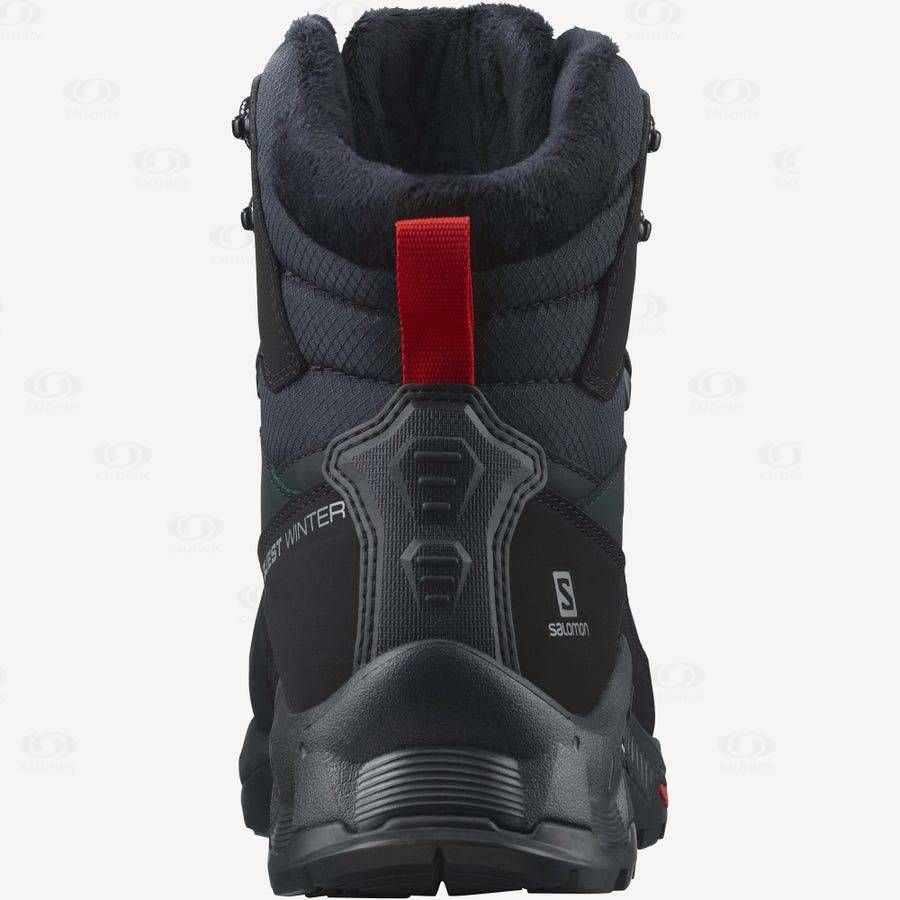 Black Men's Salomon QUEST WINTER THINSULATE™ CLIMASALOMON™ WATERPROOF Winter Boots | USA-O2545