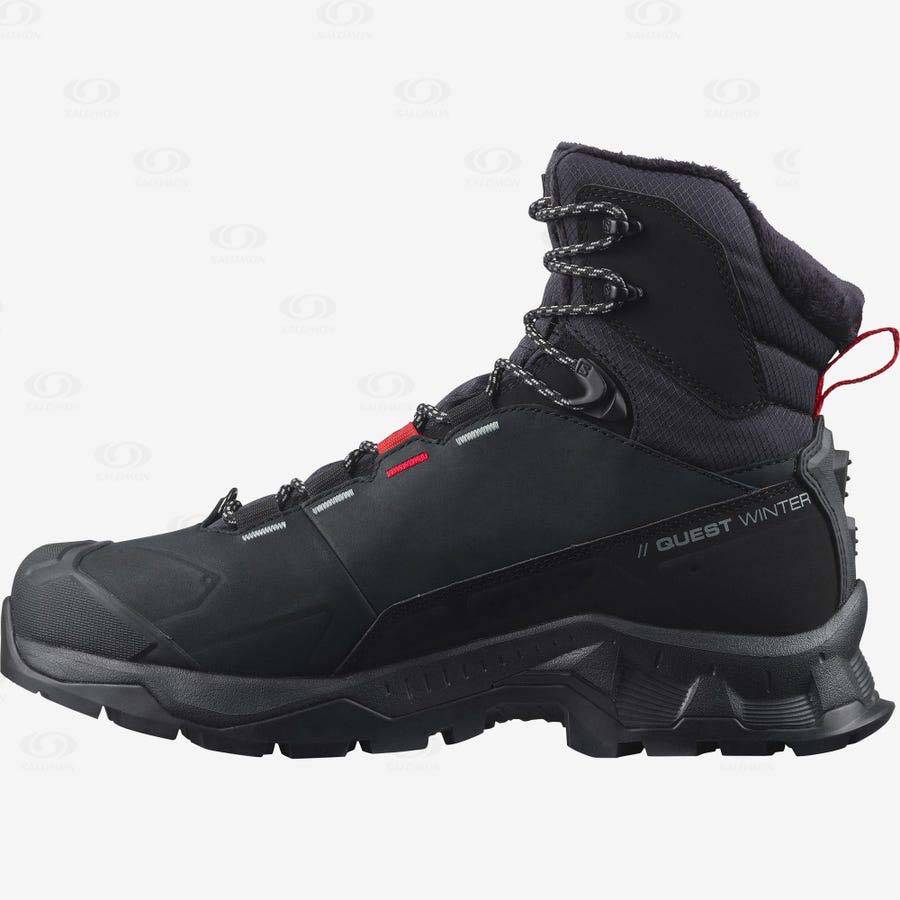 Black Men's Salomon QUEST WINTER THINSULATE™ CLIMASALOMON™ WATERPROOF Winter Boots | USA-O2545