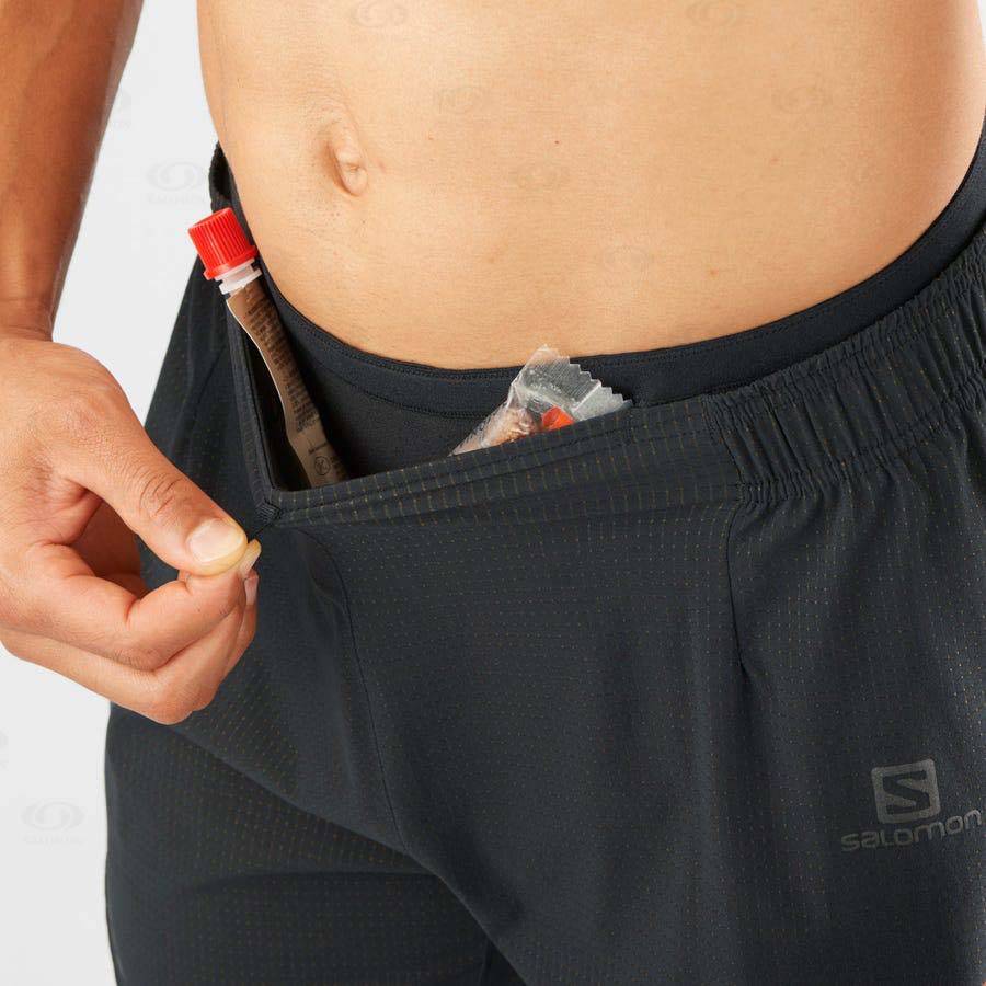 Black Men's Salomon SENSE AERO 5'' Shorts | USA-O1665