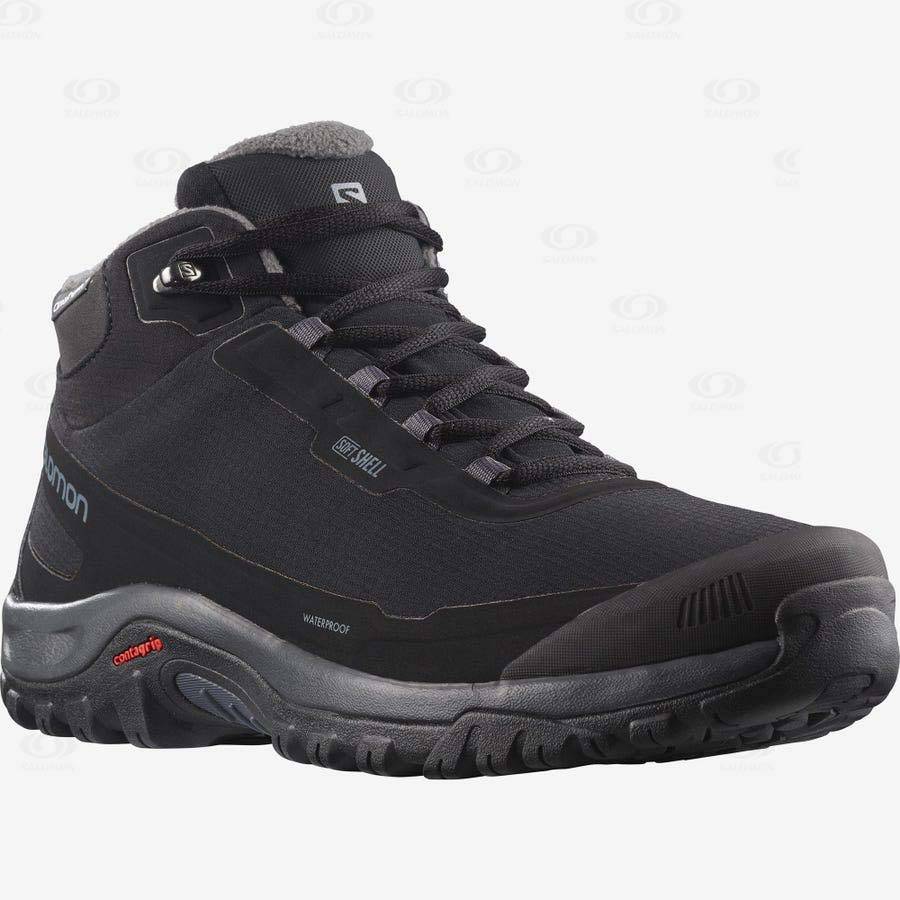 Black Men's Salomon SHELTER CLIMASALOMON™ WATERPROOF Winter Boots | USA-A2123