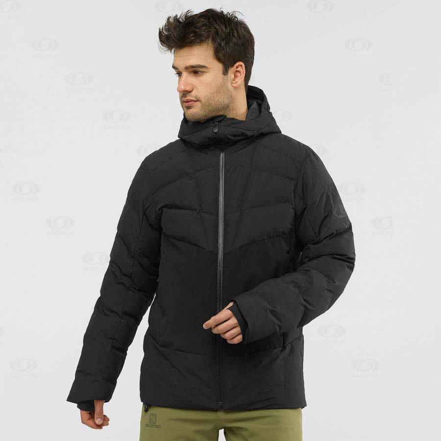 Black Men's Salomon SNOWSHELTER Insulated Jackets | USA-A2081