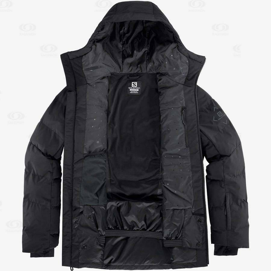 Black Men's Salomon SNOWSHELTER Insulated Jackets | USA-A2081