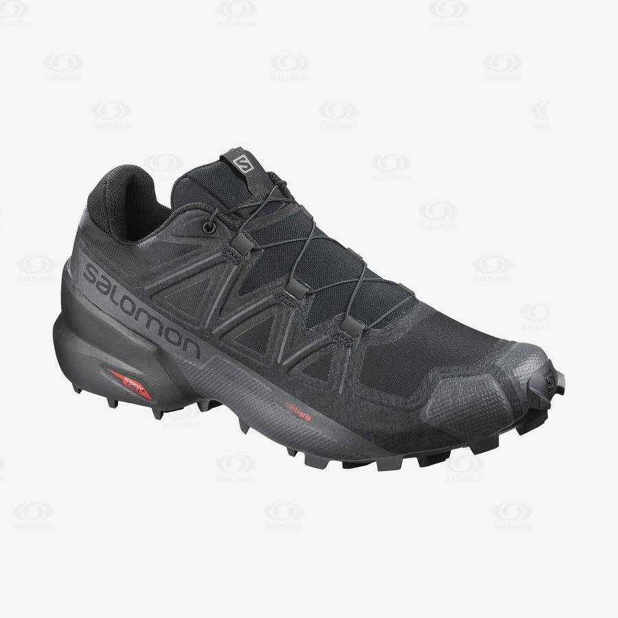 Black Men's Salomon SPEEDCROSS 5 WIDE Trail Running Shoes | USA-M1405