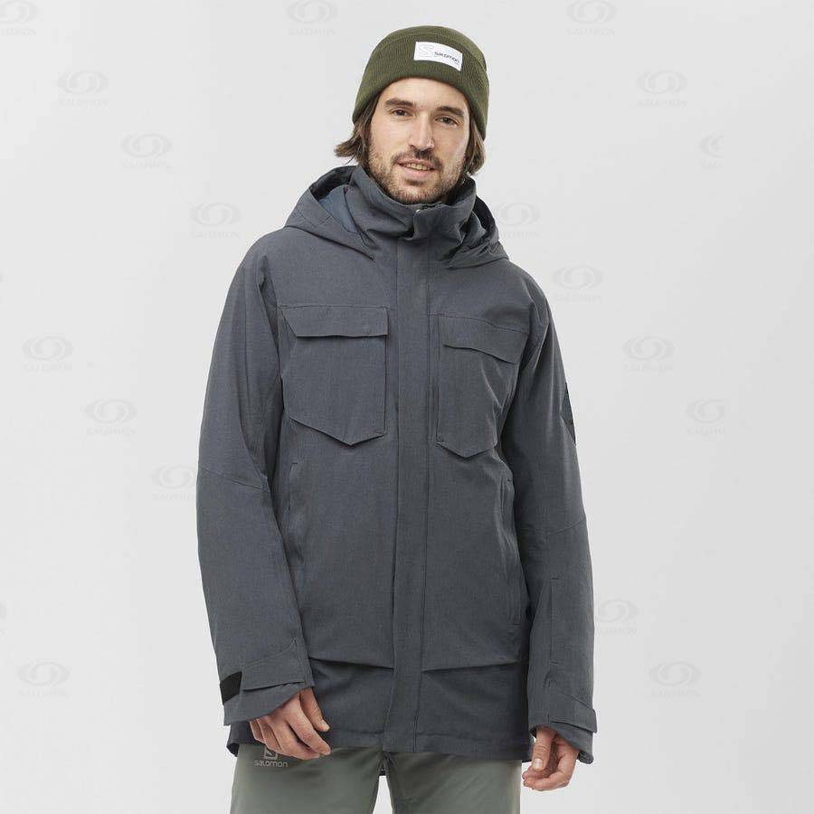 Black Men's Salomon STANCE CARGO Ski Jackets | USA-M2035