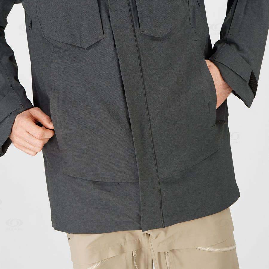 Black Men's Salomon STANCE CARGO Ski Jackets | USA-M2035