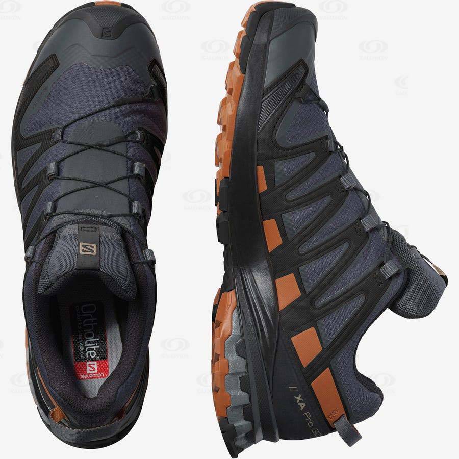 Black Men's Salomon XA PRO 3D V8 GORE-TEX WIDE Trail Running Shoes | USA-L2243