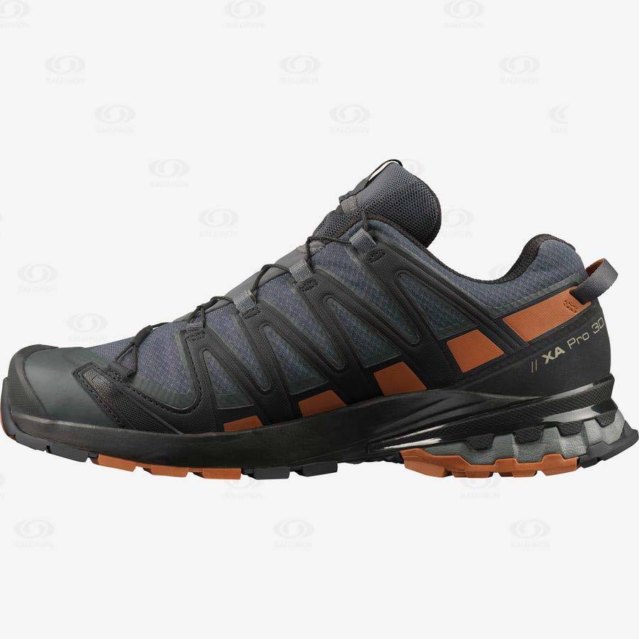 Black Men's Salomon XA PRO 3D V8 GORE-TEX WIDE Trail Running Shoes | USA-L2243