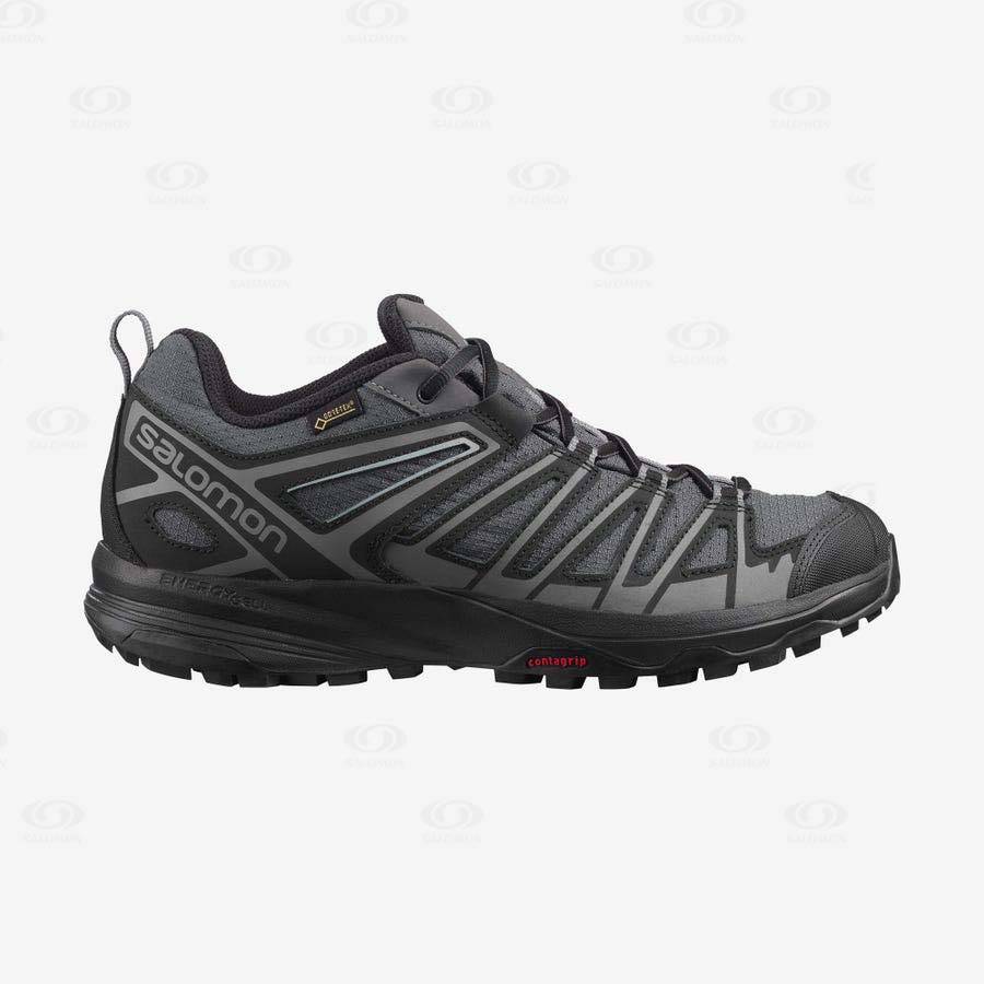 Black Men\'s Salomon X CREST GORE-TEX Hiking Shoes | USA-M1741