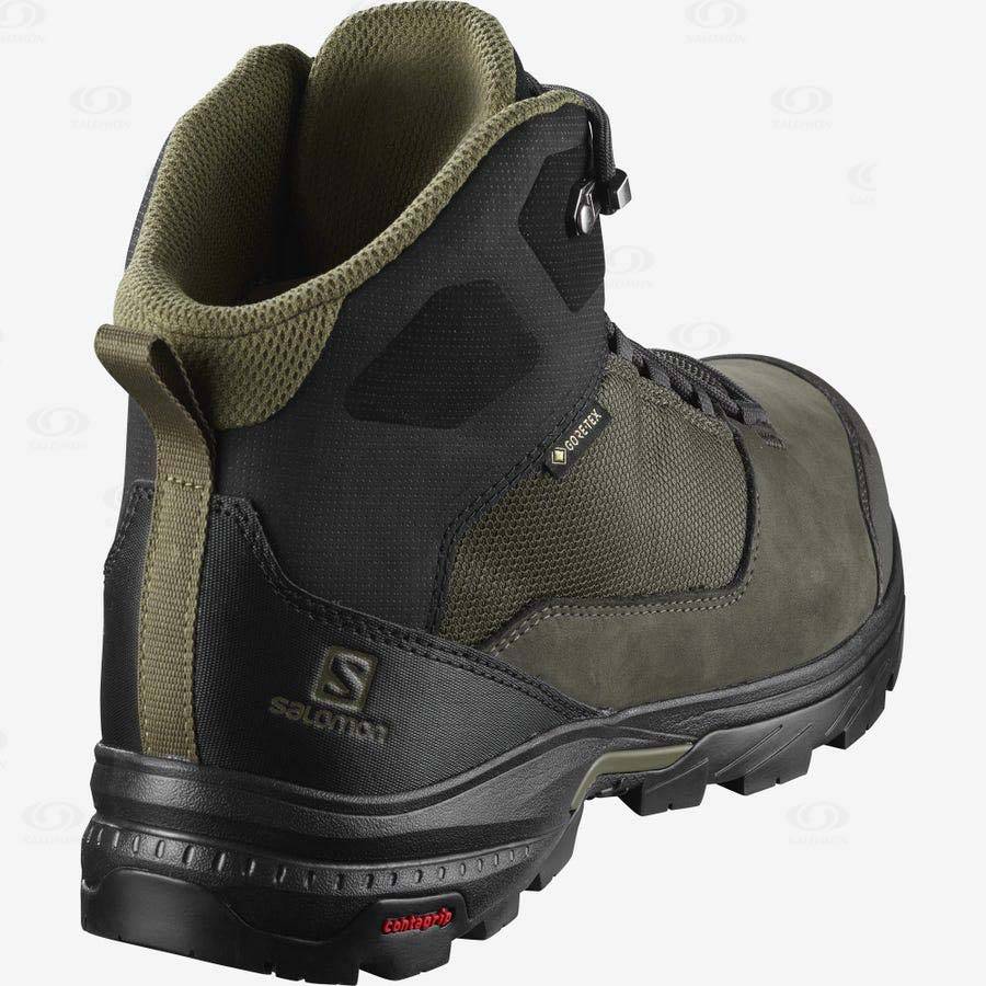 Black / Olive Men's Salomon OUTWARD GORE-TEX Hiking Boots | USA-N1813