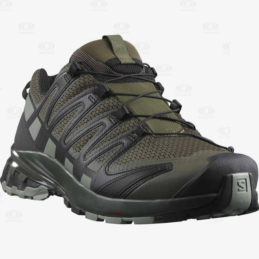 Black / Olive Men's Salomon XA PRO 3D V8 WIDE Hiking Shoes | USA-A1311