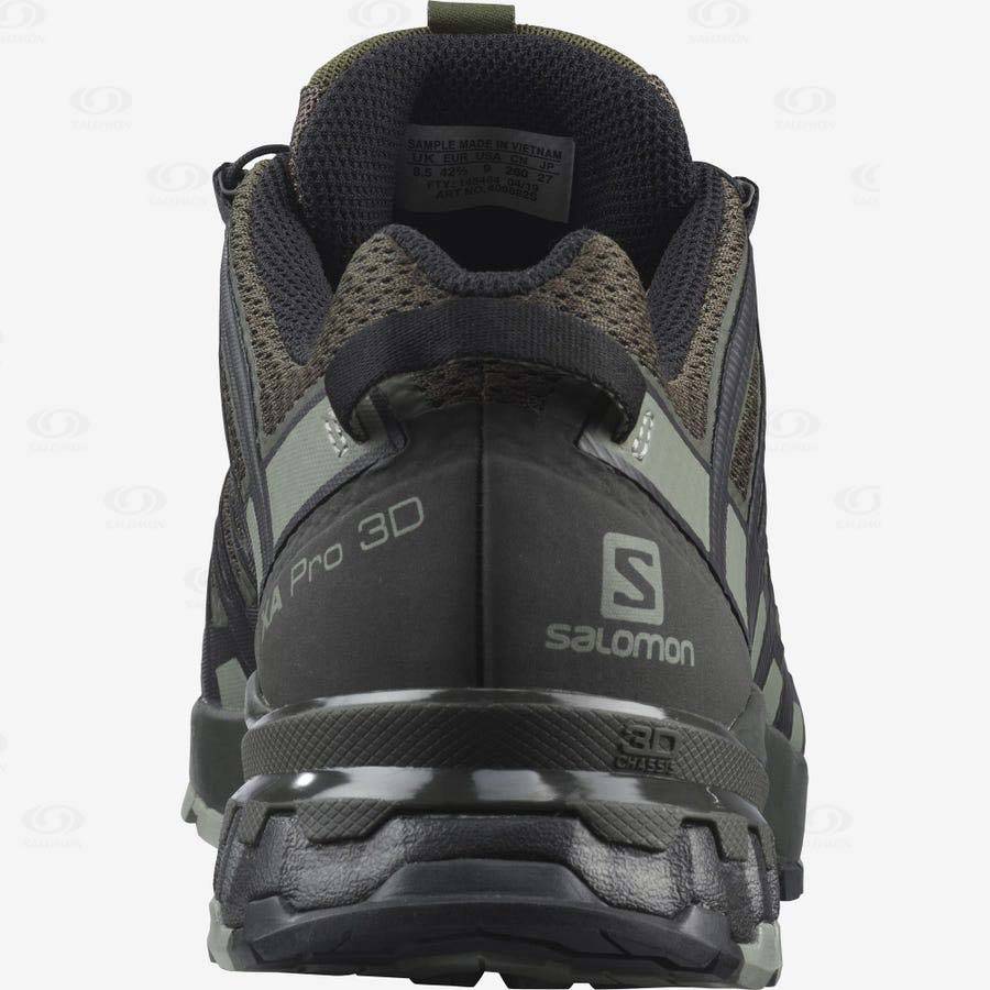 Black / Olive Men's Salomon XA PRO 3D V8 WIDE Hiking Shoes | USA-A1311