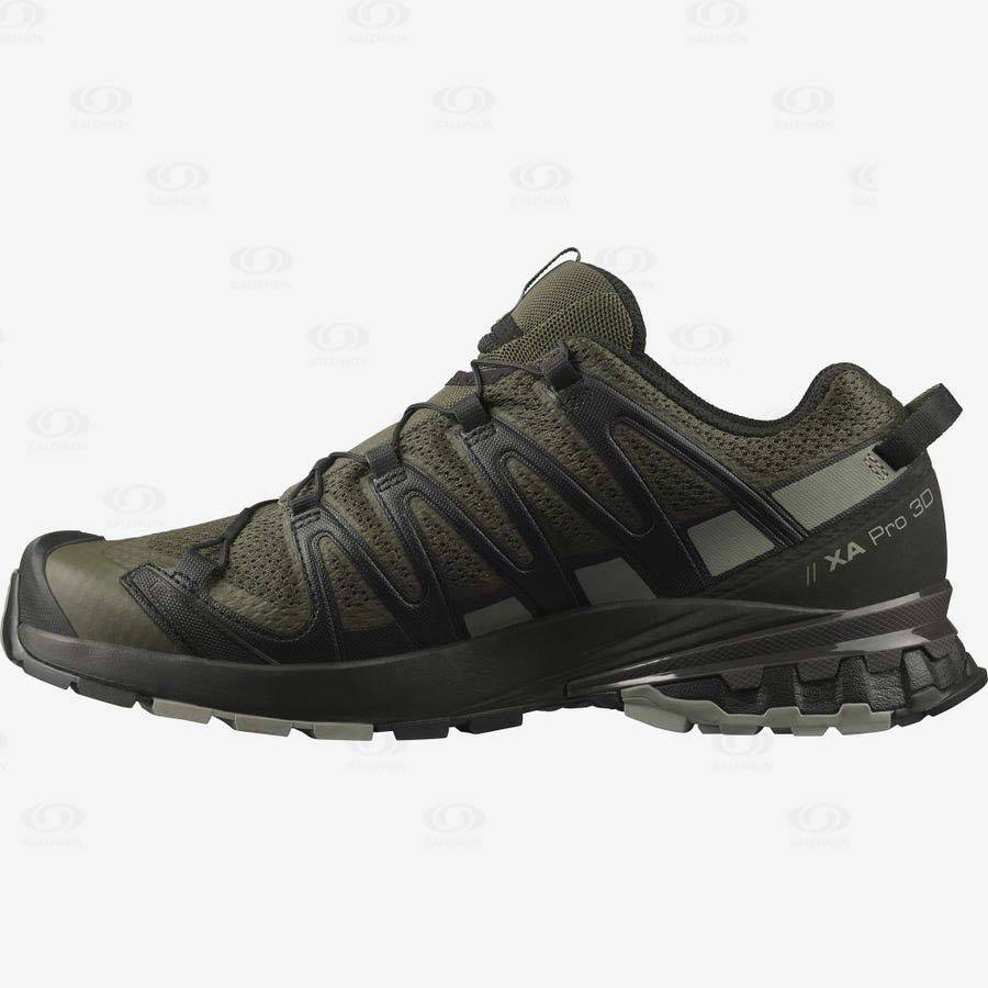 Black / Olive Men's Salomon XA PRO 3D v8 Hiking Shoes | USA-N1526