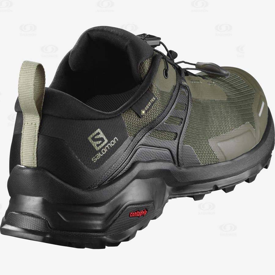 Black / Olive Men's Salomon X RAISE GORE-TEX Hiking Shoes | USA-M2588