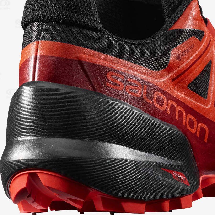 Black / Red Men's Salomon SPIKECROSS 5 GORE-TEX Trail Running Shoes | USA-W1630