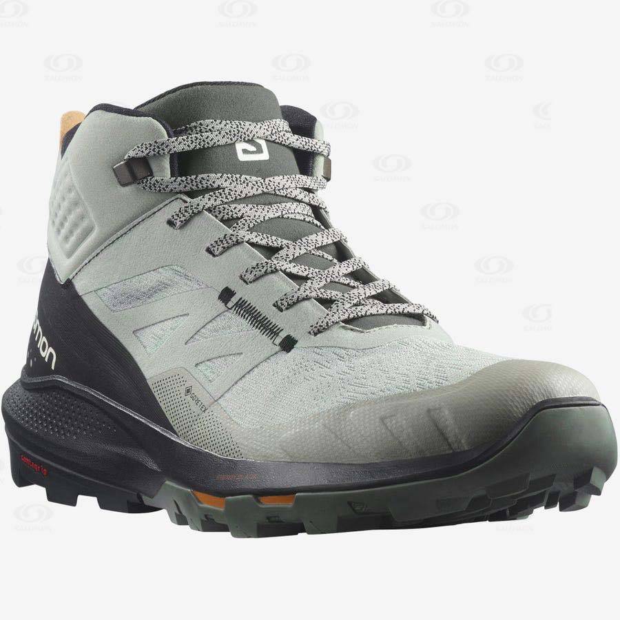 Black / Turquoise Men's Salomon OUTPULSE MID GORE-TEX Hiking Boots | USA-O1712