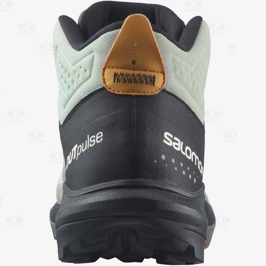 Black / Turquoise Men's Salomon OUTPULSE MID GORE-TEX Hiking Boots | USA-O1712