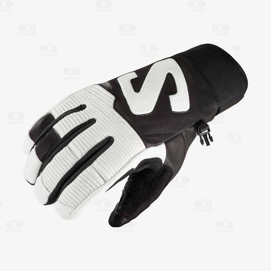 Black / White Men\'s Salomon QST HERITAGE Gloves | USA-A1010