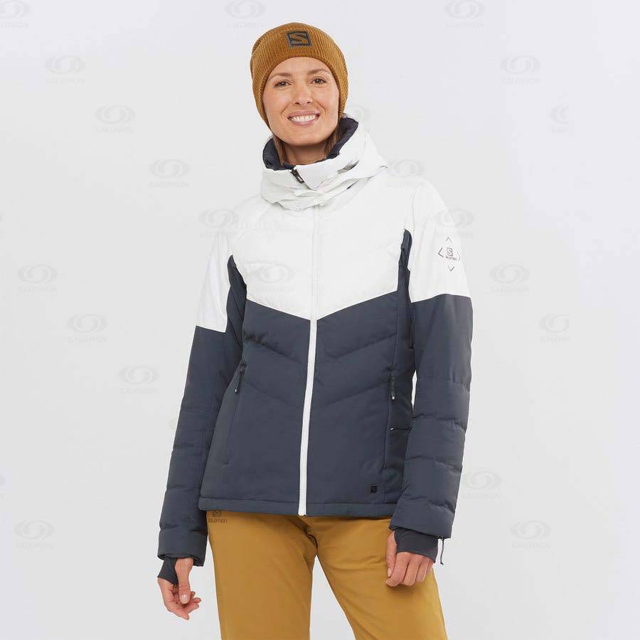 Black / White Women's Salomon NEW PREVAIL Ski Jackets | USA-O2111