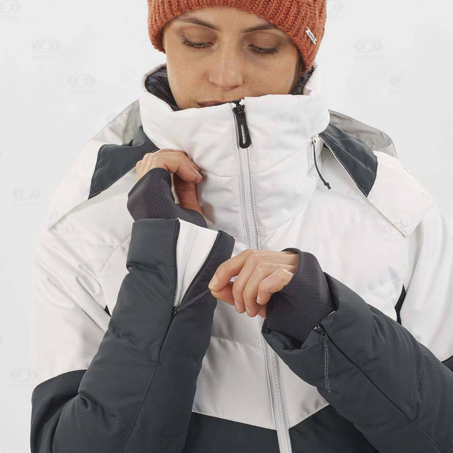 Black / White Women's Salomon NEW PREVAIL Ski Jackets | USA-O2111