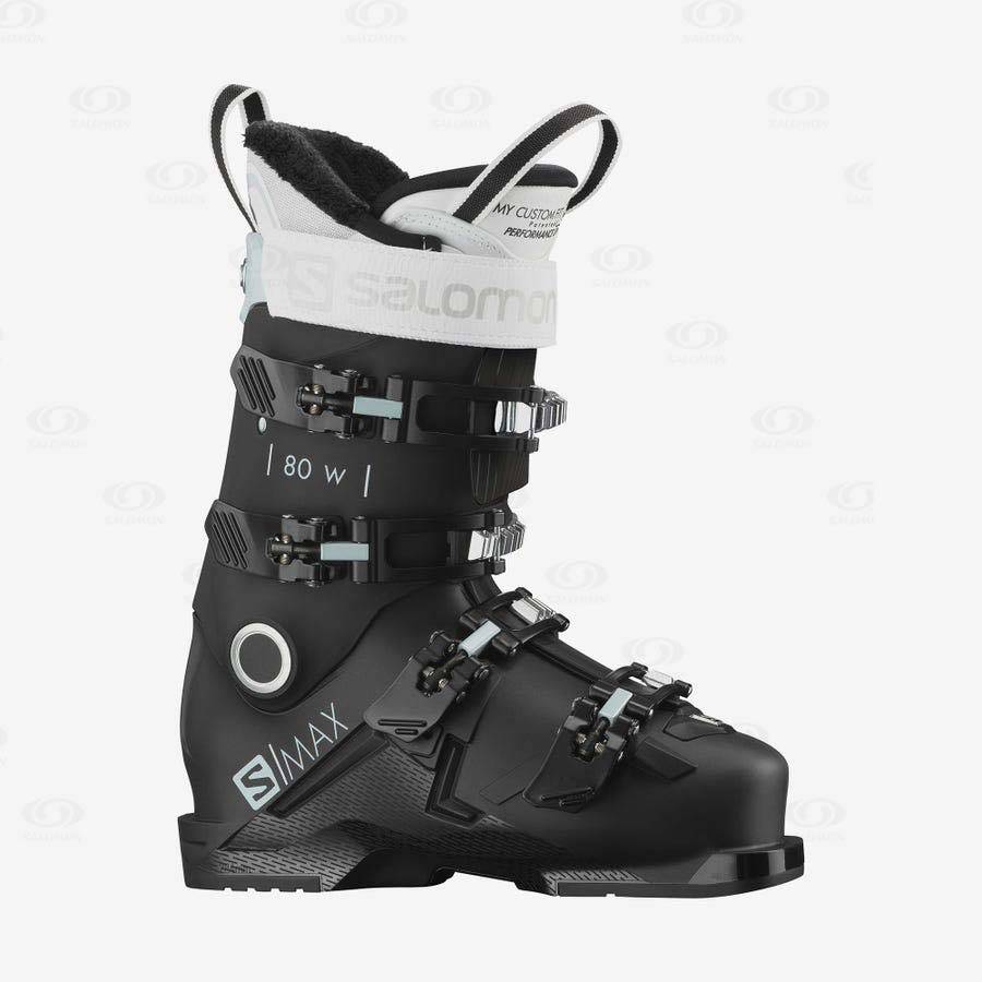 Black / White Women\'s Salomon S/MAX 80 Ski Boots | USA-A1927