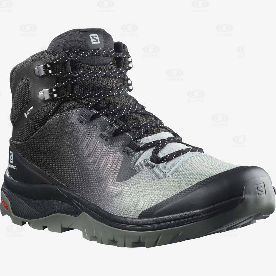 Black / White Women's Salomon VAYA MID GORE-TEX Waterproof Shoes | USA-M1034