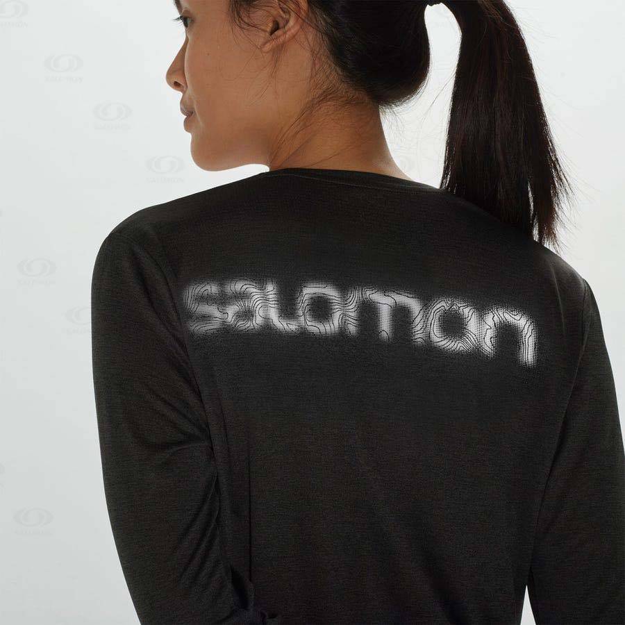 Black Women's Salomon AGILE T Shirts | USA-M2623