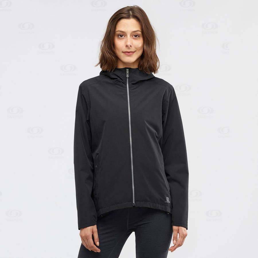 Black Women's Salomon COMET WP JKT W Waterproof Jackets | USA-W1720