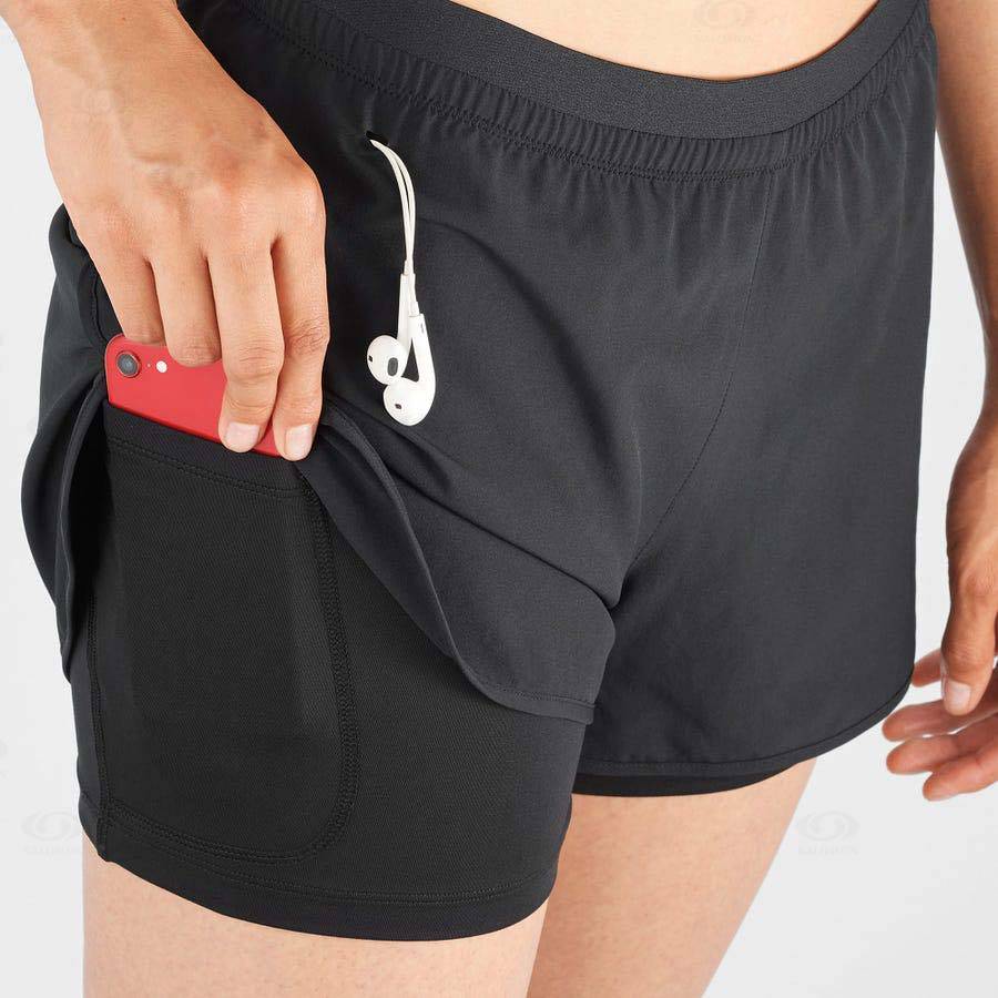 Black Women's Salomon CROSS 2IN1 Shorts | USA-W3510