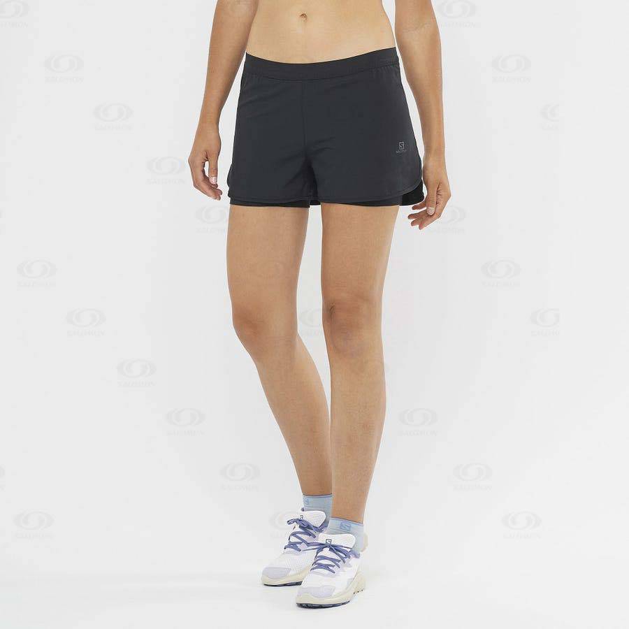 Black Women's Salomon CROSS 2IN1 Shorts | USA-W3510