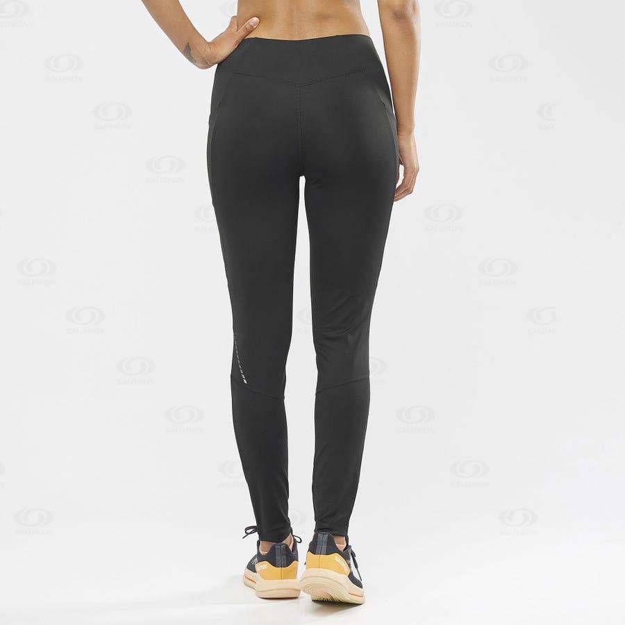 Black Women's Salomon CROSS RUN 28'' Running Tights | USA-A2277